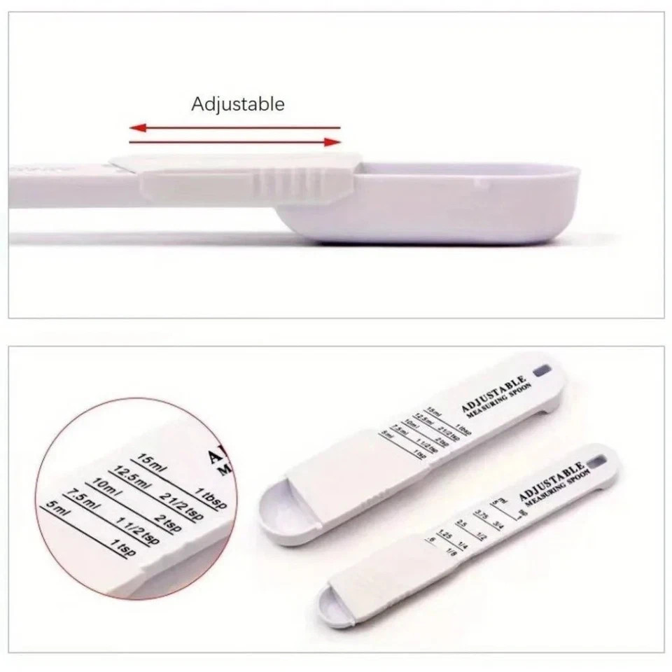 2-Pack Adjustable Measuring Spoon Set Teaspoon Tablespoon Baking Cooking Measure