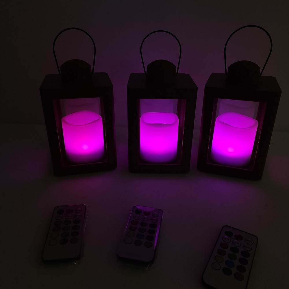 Home Reflections S/3 Mini Lanterns with Remote & Gift Boxes Red