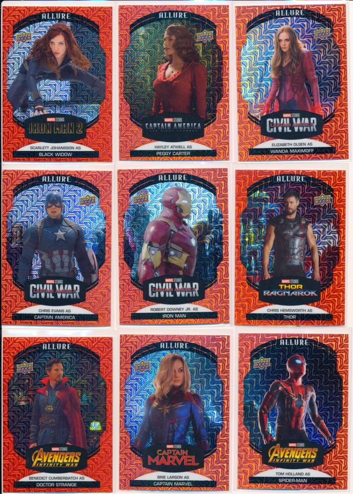 2022 Upper Deck Marvel Allure Sunrise Parallel Complete Set Cards 1-100