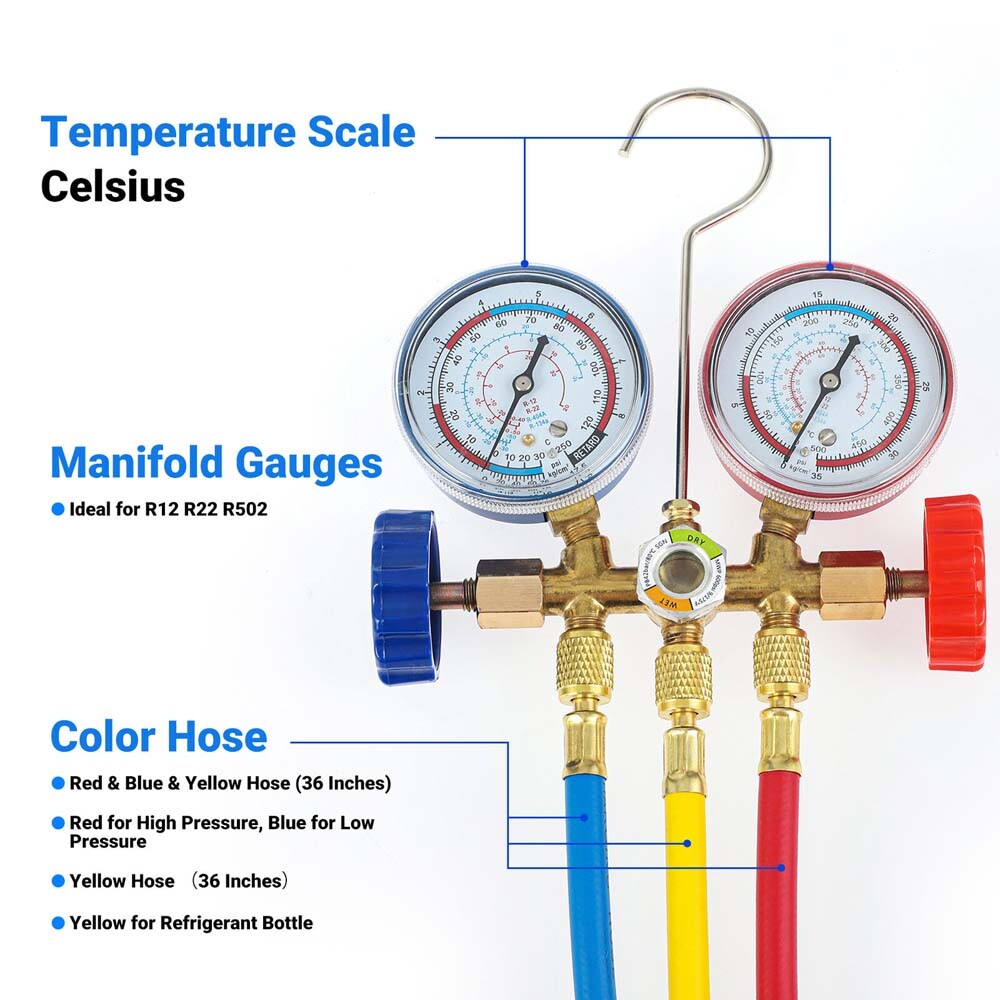 AC Diagnostic Manifold Gauge Set Charging Hose