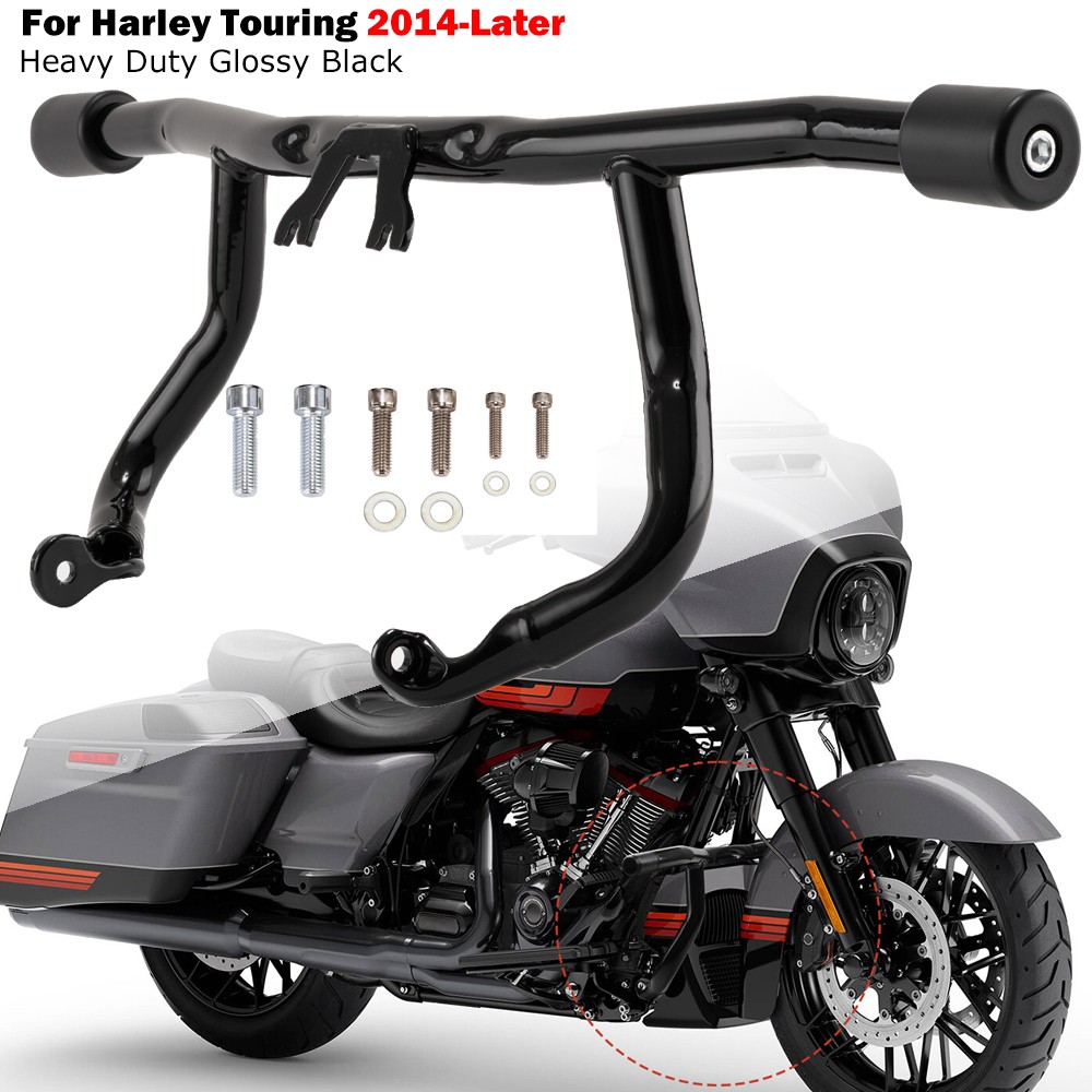 Front Rear Crash Bar Flat-Out Bar For Harley Road Glide Street Glide 2014-2025