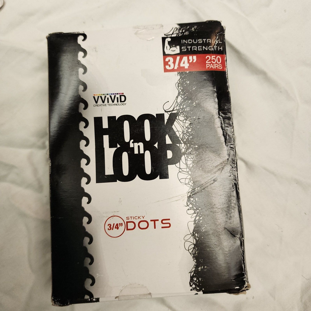 Hook 'n Loop 3/4 Inch Industrial Strength Black Adhesive 250 Dot Roll Pack,Black