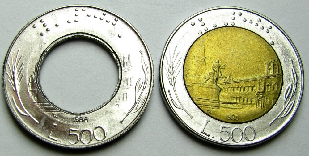 Italy Bimetallic ERROR - 1988- RARE - STRUCK without CORE -- BU GEM
