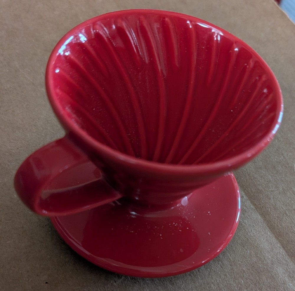 Pour Over Single Cup Coffee Dripper  Red Ceramic.  MF