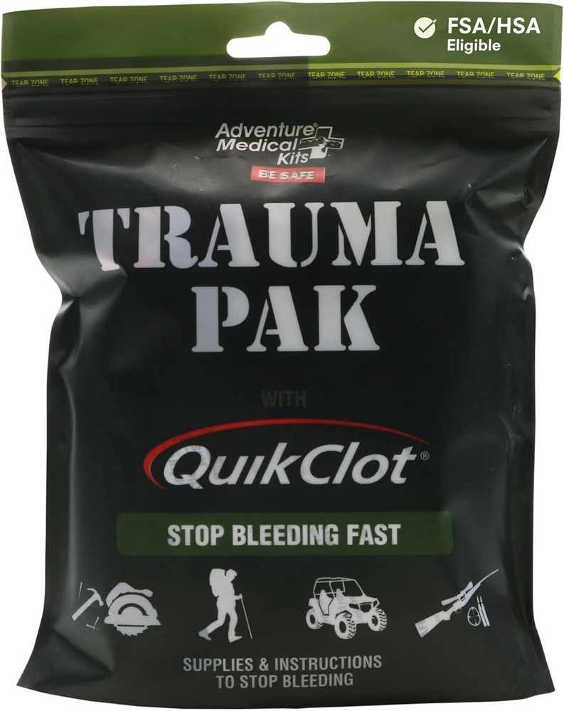 Compact First Aid Kit with QuikClot Sponge for Trauma and Emergency Needs