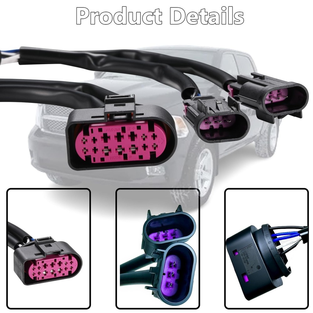 2Pcs Conversion Harnesses Quad Housing to Projector Headlight - Easy to Insta...