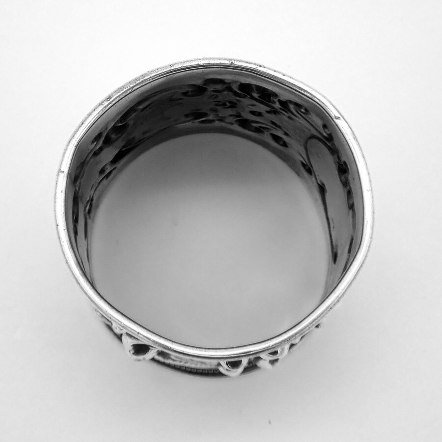 Repousse Scroll Napkin Ring Mauser Sterling Silver 1890s Mono JWC