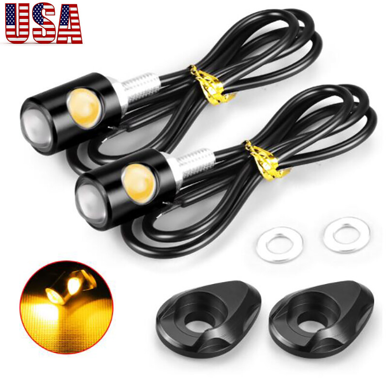 2X Universal Mini LED Motorcycle Turn Signals Indicator Amber Blinker Light Lamp