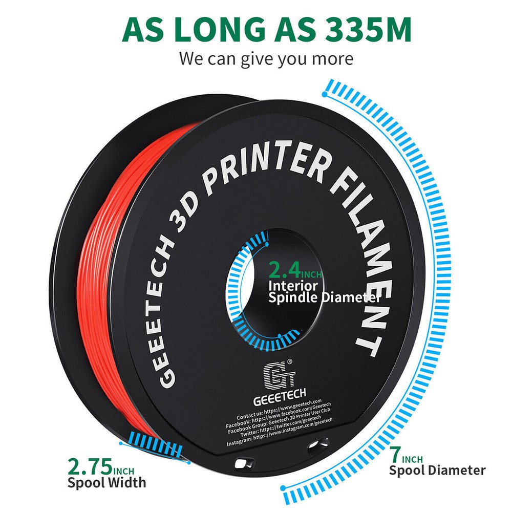 GEEETECH Consumable Regular PLA Red 1.75mm 1KG/Roll For 3D Printer Filament