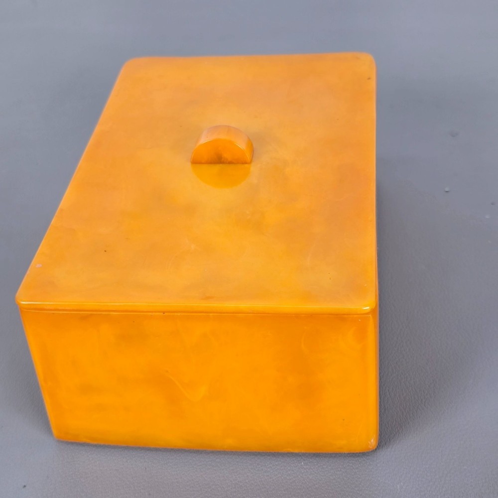 Orange Butterscotch Bakelite Trinket/Jewelry Rectangular Storage Cigarette Box