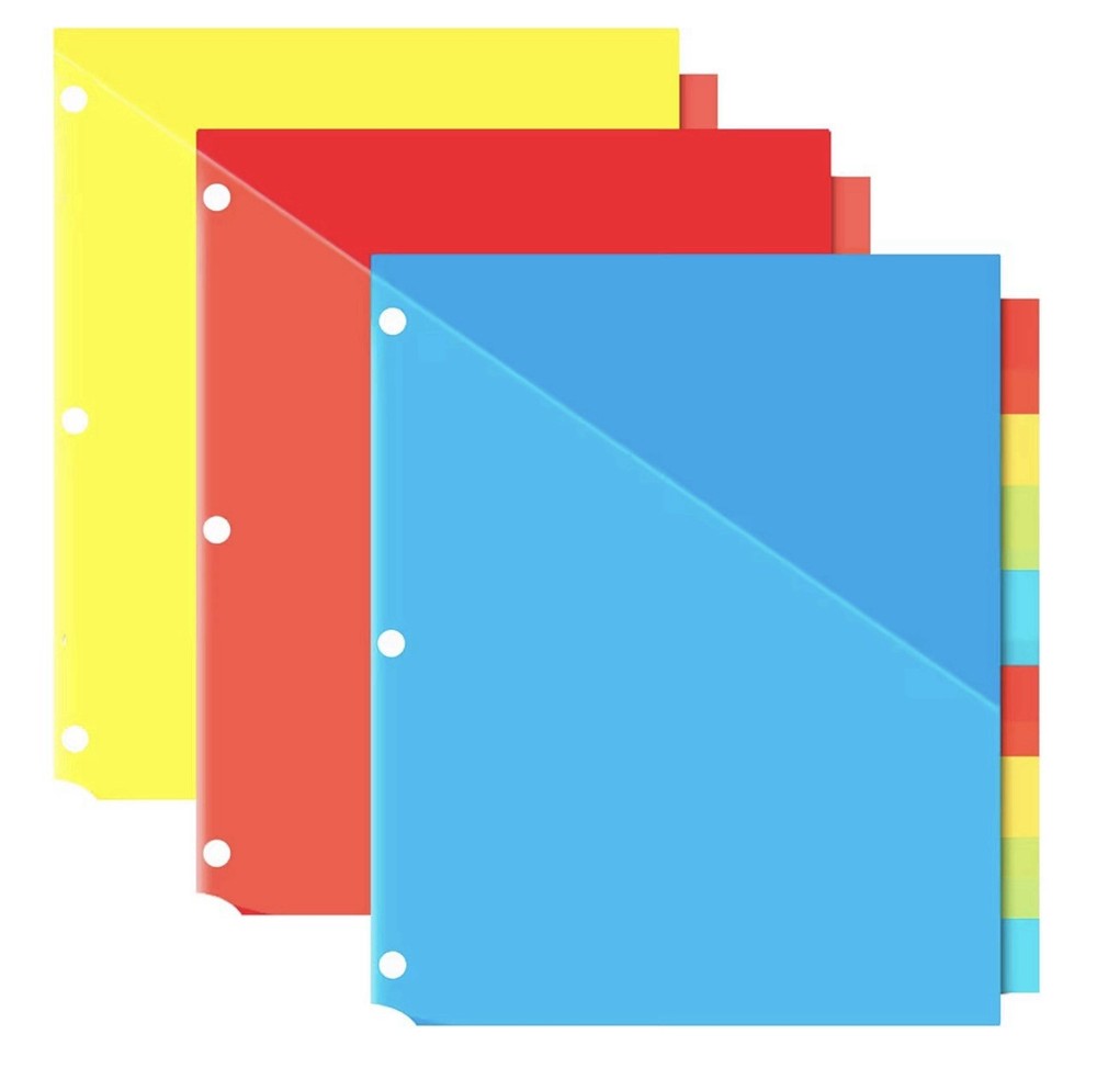 24 PCS Multicolor Binder Dividers with 2 Pockets,multicolor for 3 Ring Binder