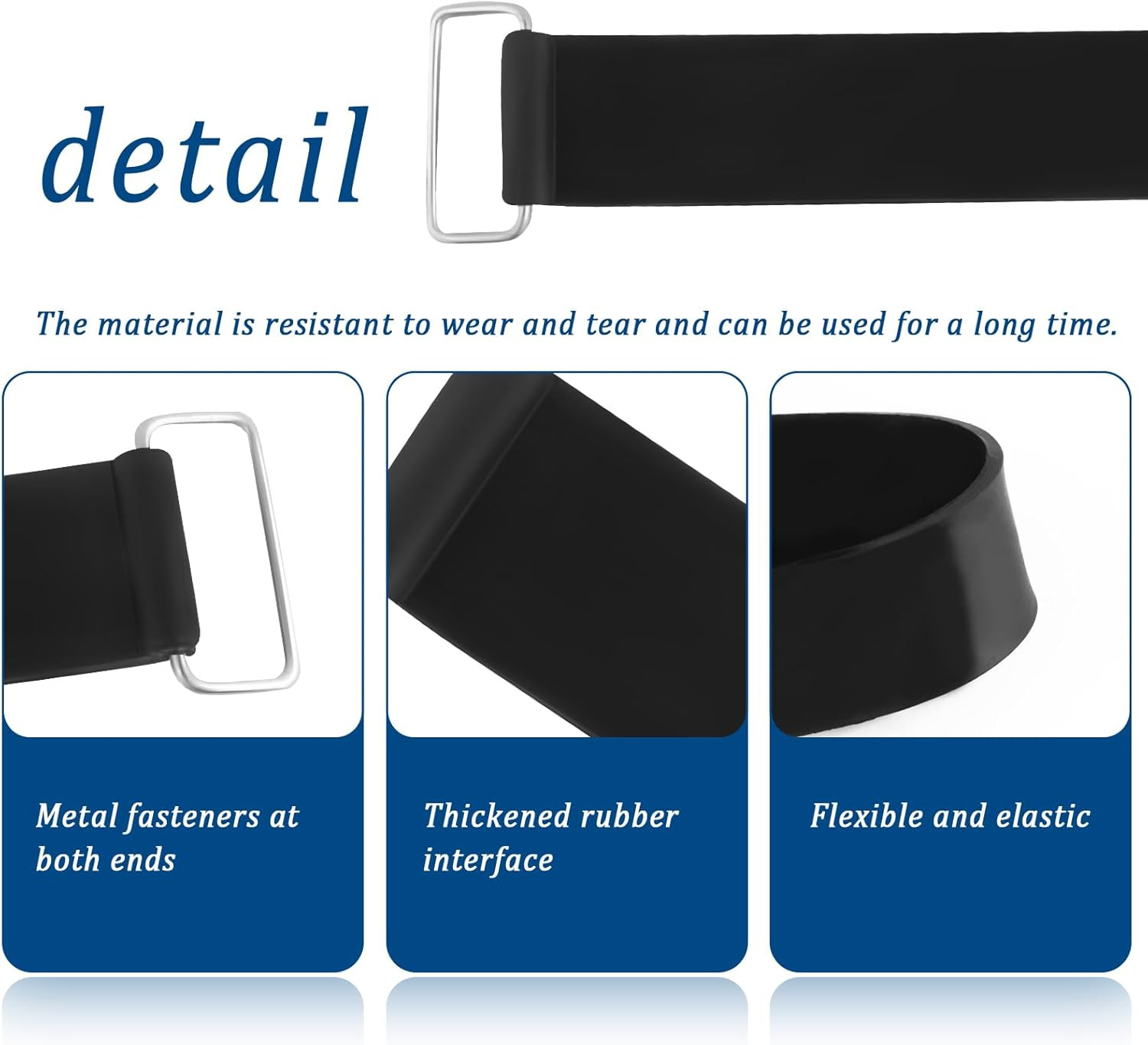 2PCS Rubber Motorcycle Battery Strap with Metal Buckles, Universal Tie-Down for