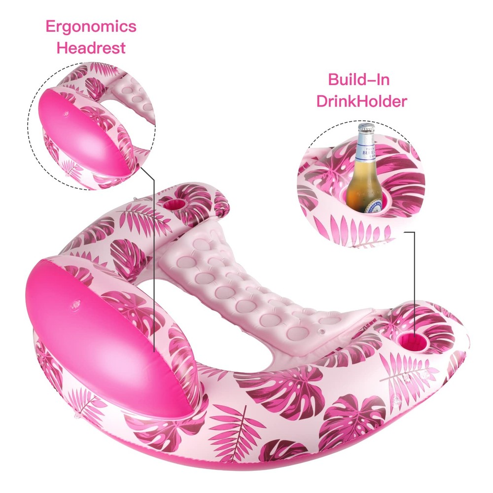 COOLCOOLDEE Pool Float with Canopy, Cup Holder XL Pool Chair Lounge Float wi...