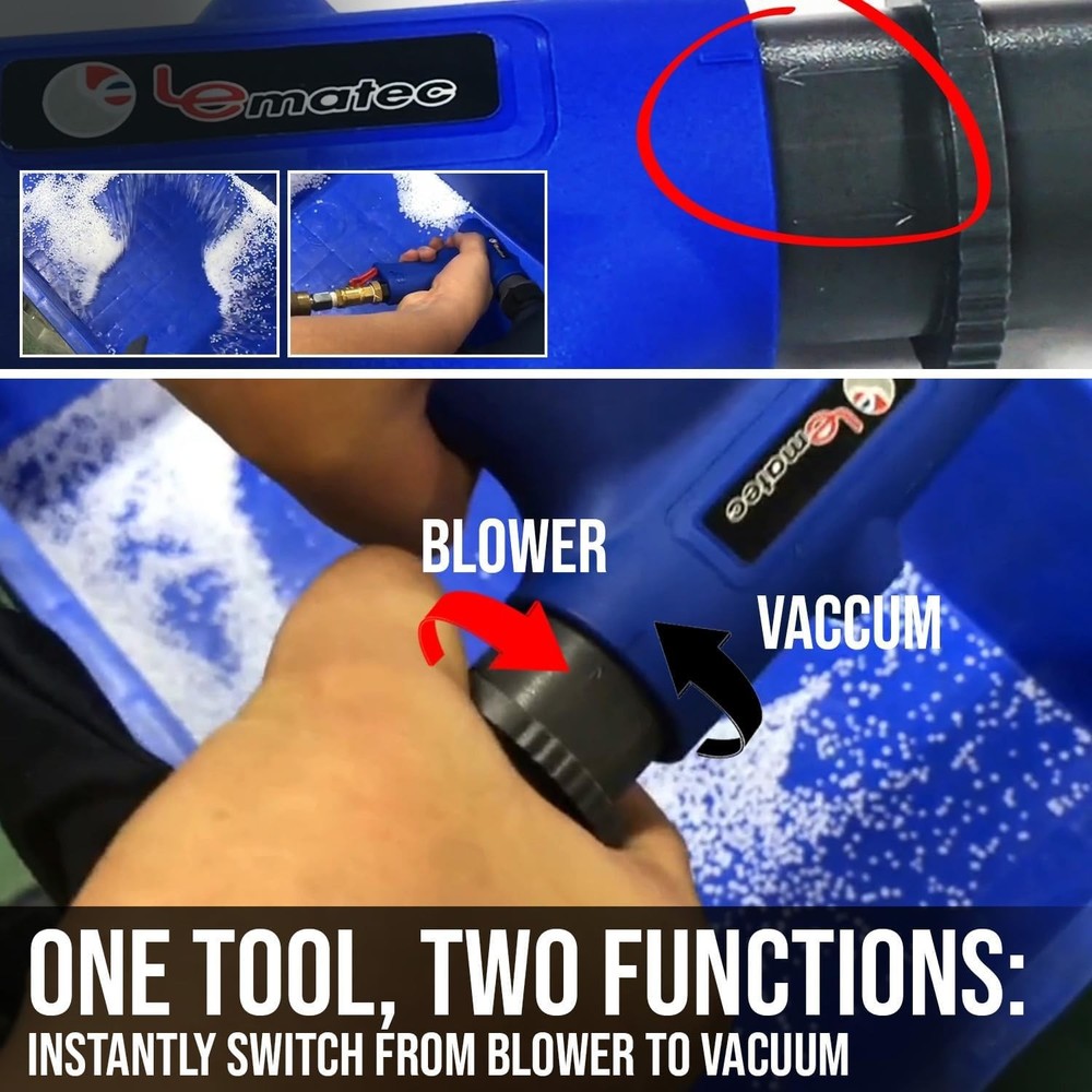 Compact Vacuum-Blower Tool with 6 Attachments - LEMATEC 150 PSI Air Compressor