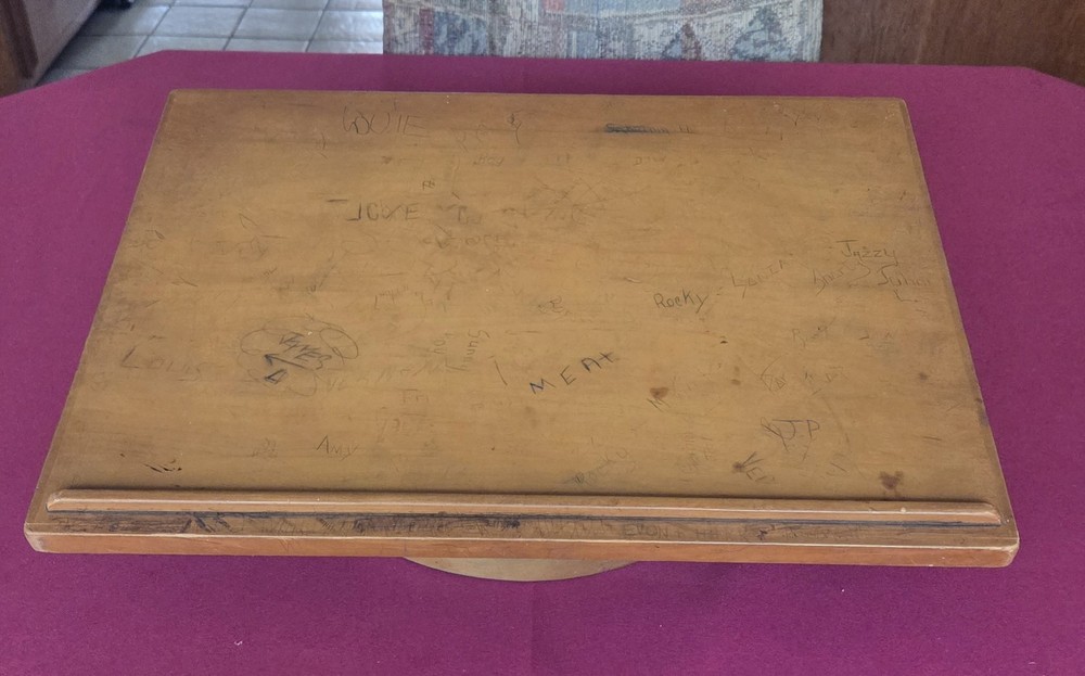 Vintage Original Classroom Solid Wood Rotating Drafting Drawing Table Desk Top