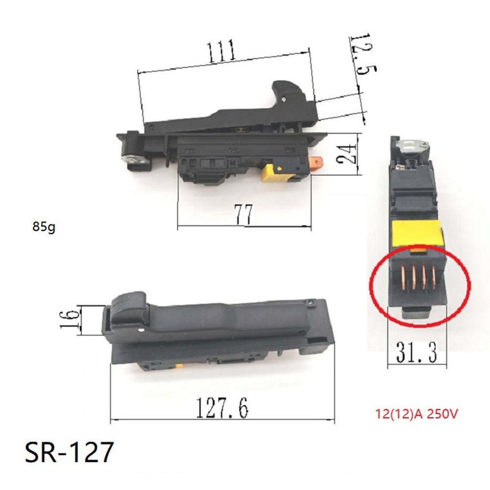 Easy Install Switch SR127 for Angle Grinders Compatible with Model 9069 S