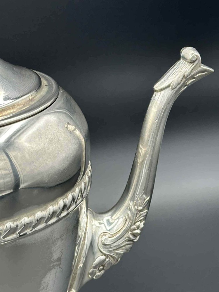 Birmingham Silver Co Silver on Copper Silver Plated Lidded Coffee Pot 10”