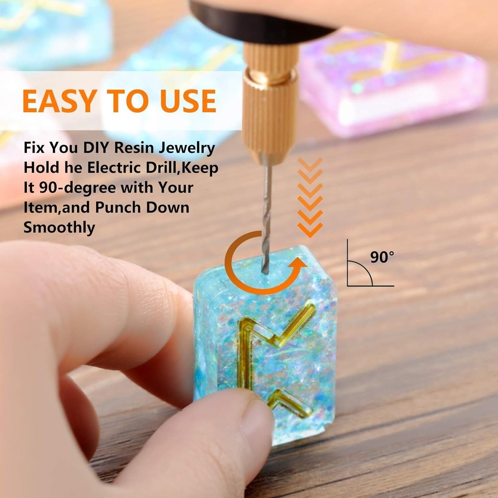Versatile Electric Drill Kit with 8 Fine Bits for Resin and Polymer Projects