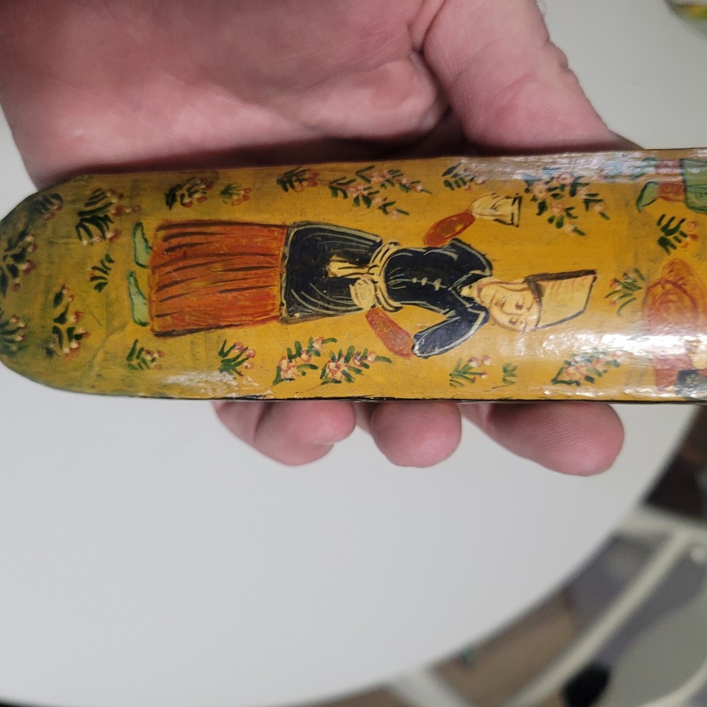 Antique Persian Lacquered Paper Mache Pencil Box