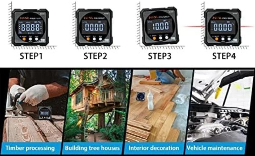 Digital Angle Finder with Electronic Laser - 4-side Strong Magnetic Angle Gau...