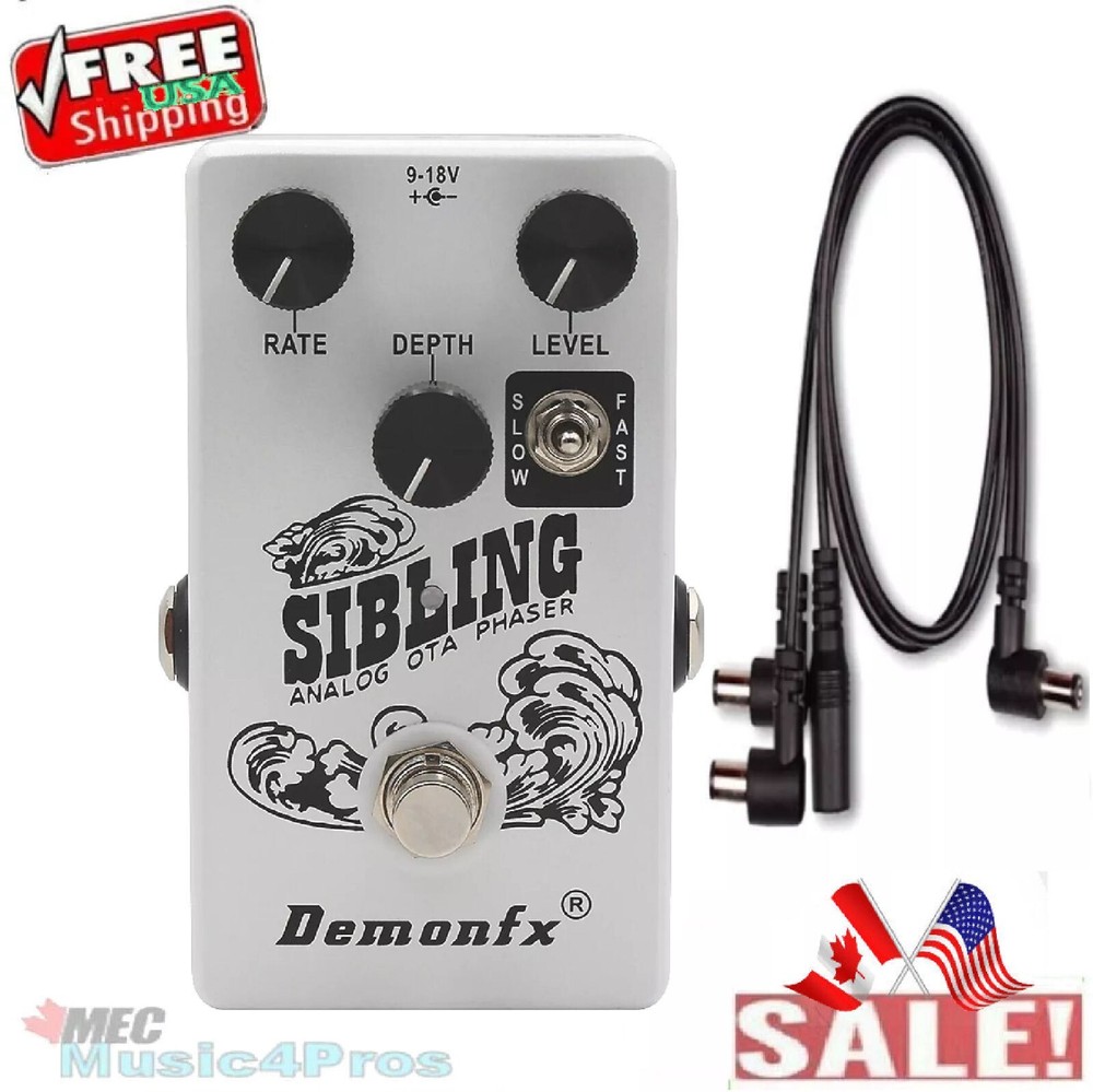 Demonfx SIBLING Analog OTA Phaser +PDC 3A Power Split Cable Guitar Effect Pedal