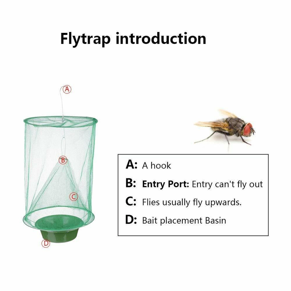 2/4PACK The Ranch Fly Trap Reusable Fly Killer Cage Net Trap Pest Bug Catcher
