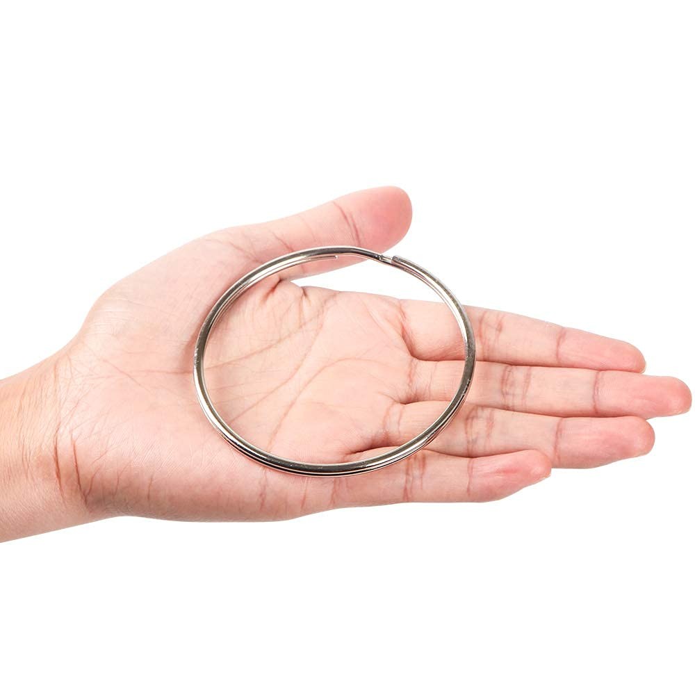 3 Inch Flat Key Rings - Very Large Split - Silver 3 inch,
