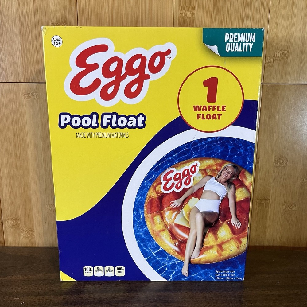 Giant Eggo Waffle 5 Feet Large Round Inflatable Pool Float, Raft Tanning Lounger
