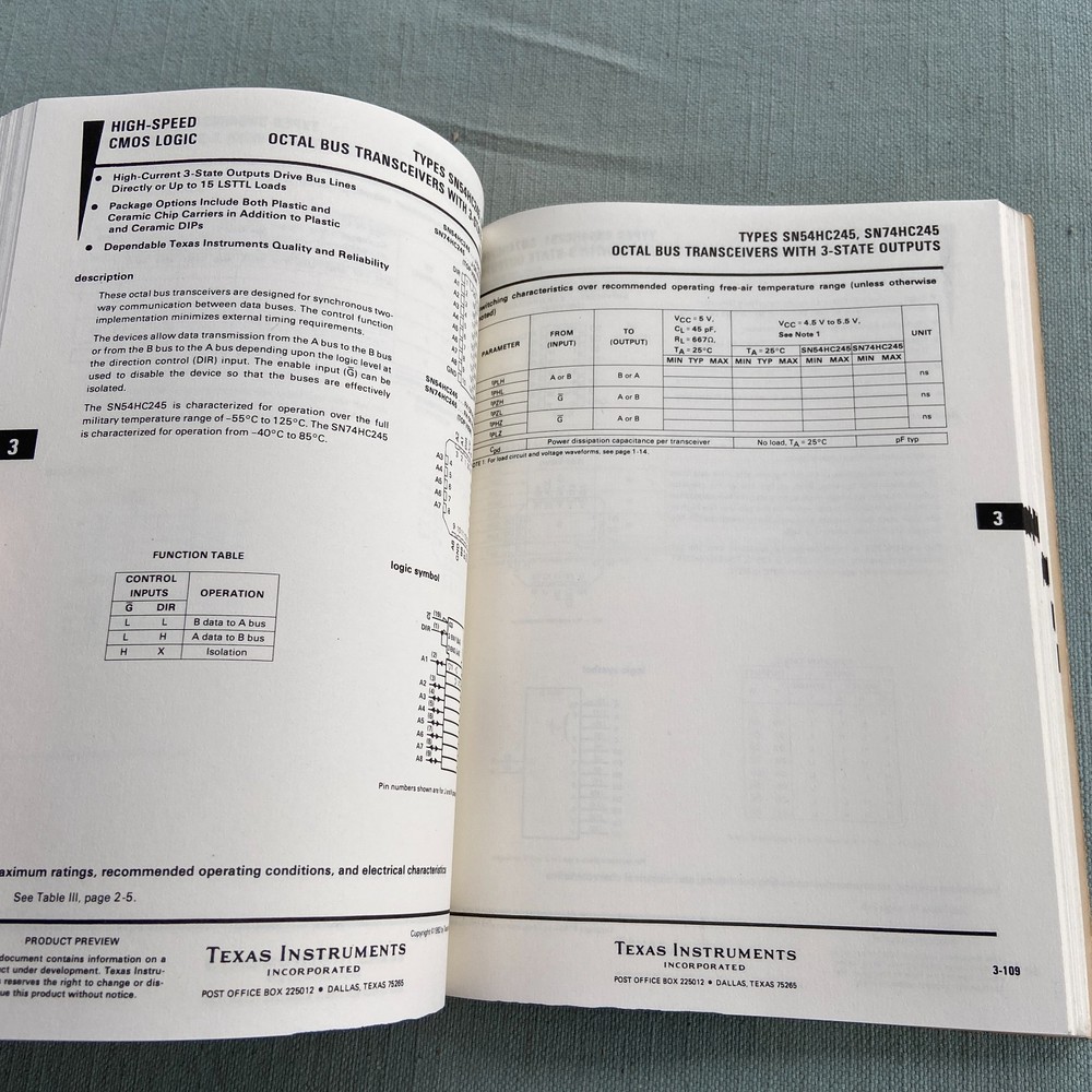 Book Texas Instruments 1983 Silicon-gate Complementary MOS CMOS High Speed TI Lo
