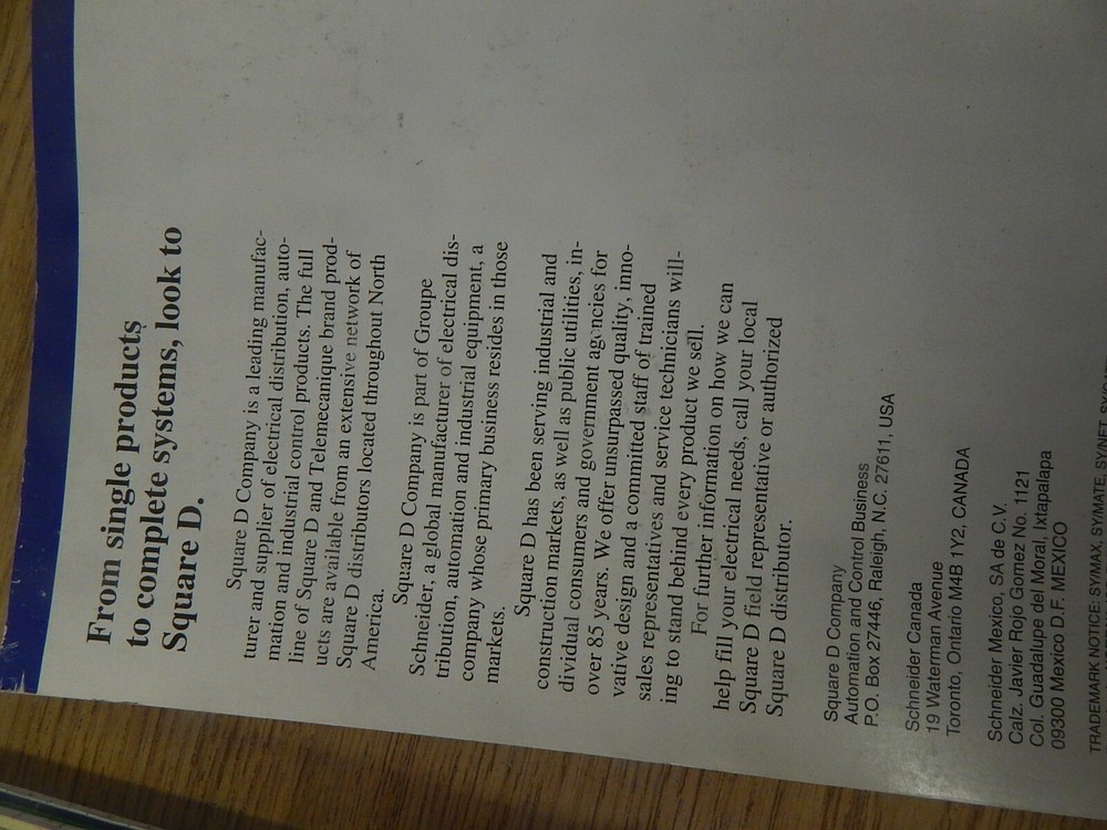 Square D File 8 000 Programmable Controllers Catalog *FREE SHIPPING*