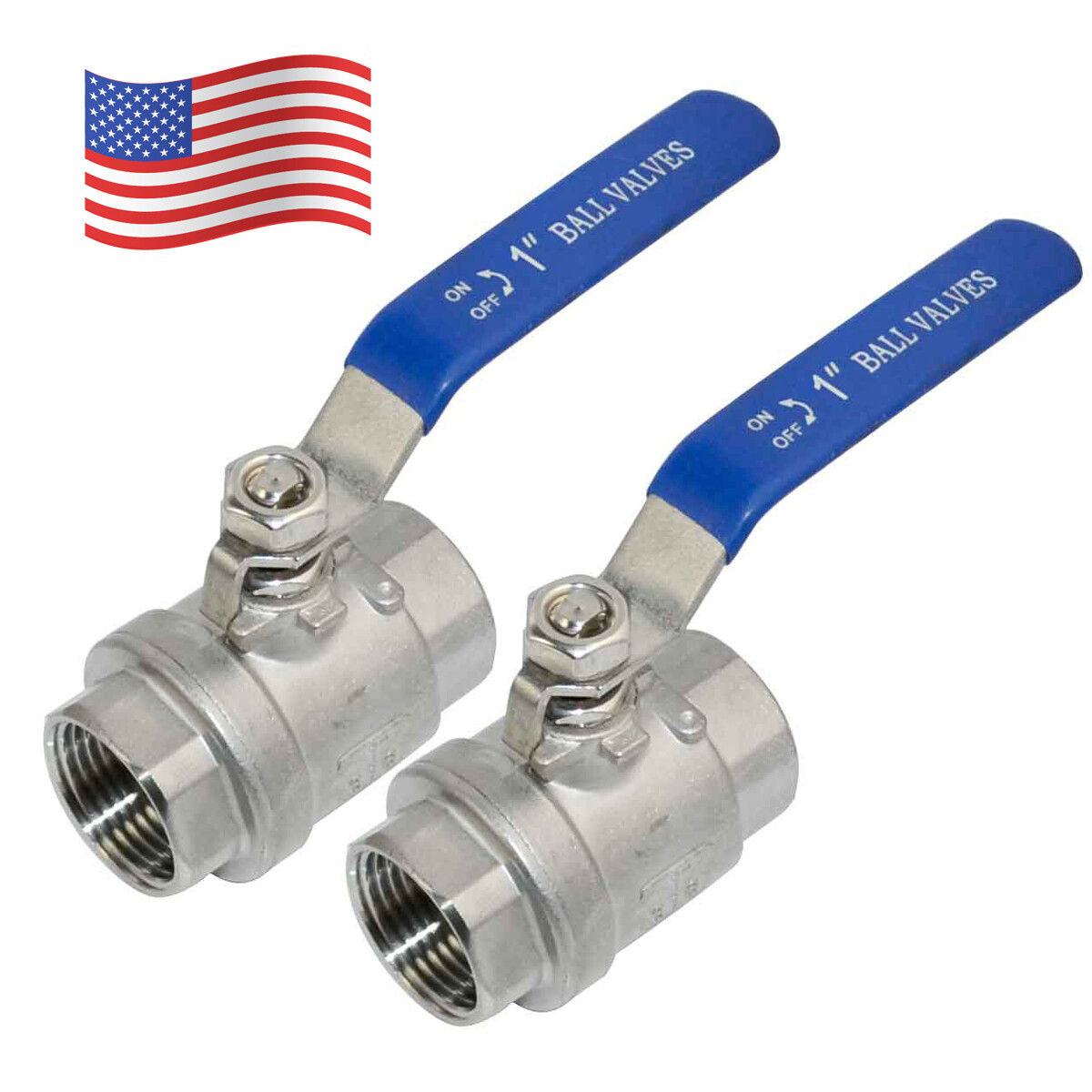 1 inch 1" Ball Valve,316 Stainless Steel Full Port,2-Piece, 1000WOG, 2Pack
