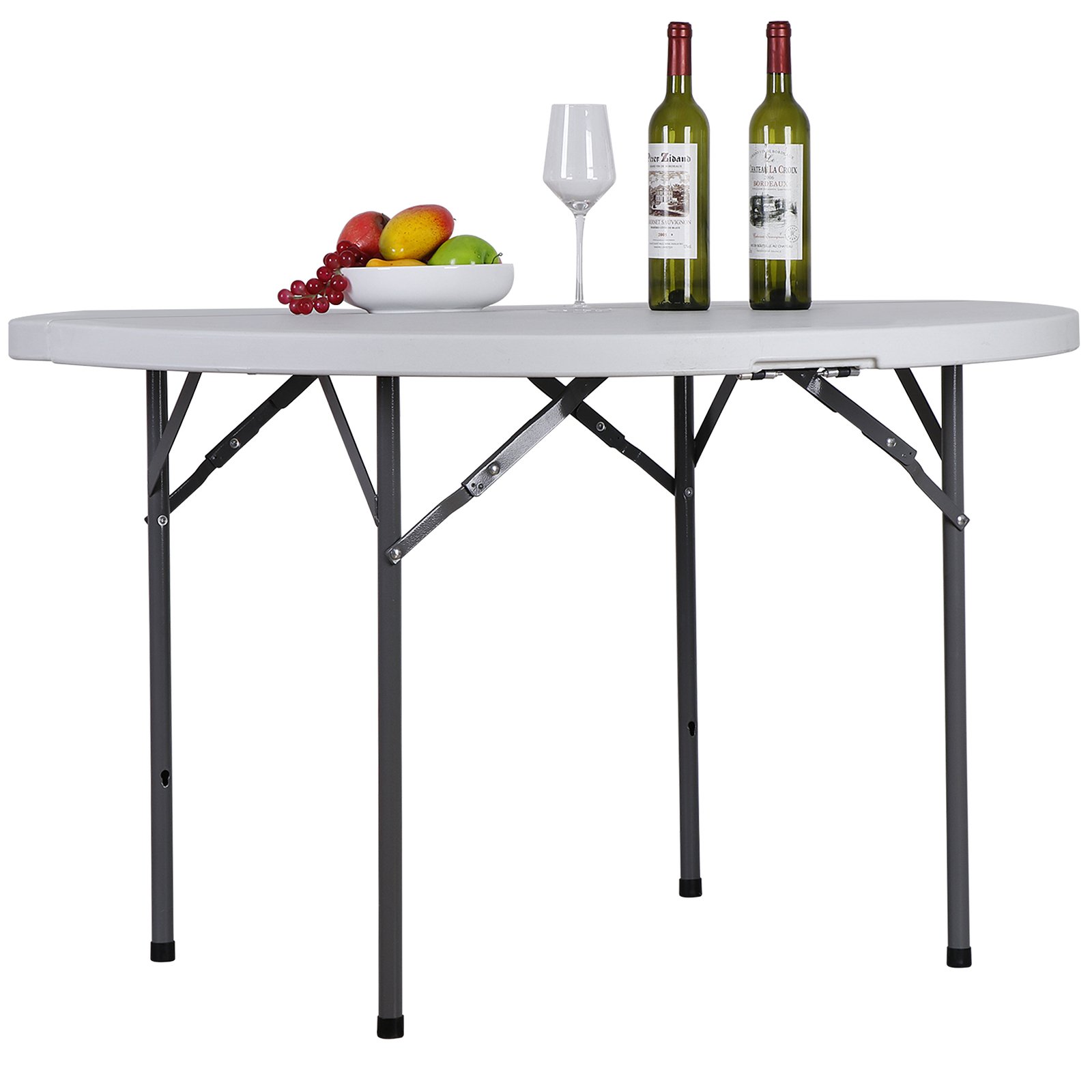 48" Round Bi-Folding Commercial Table Plastic Dining Card Table for Outdoor