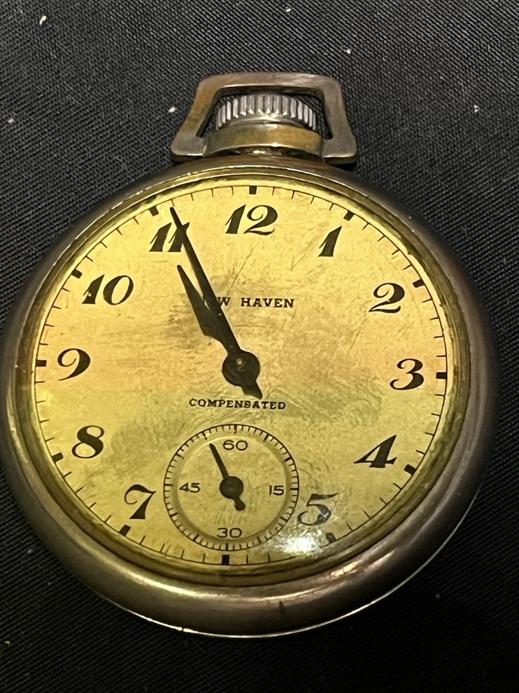 Vintage New Haven Compensated Mechanical Wind Up Pocket Watch WORKING !!! NICE !
