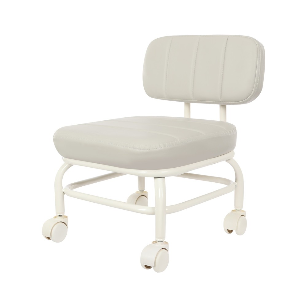 Low Rolling Stool, Roller Seat with Universal Swivel Caster Wheels & Backrest