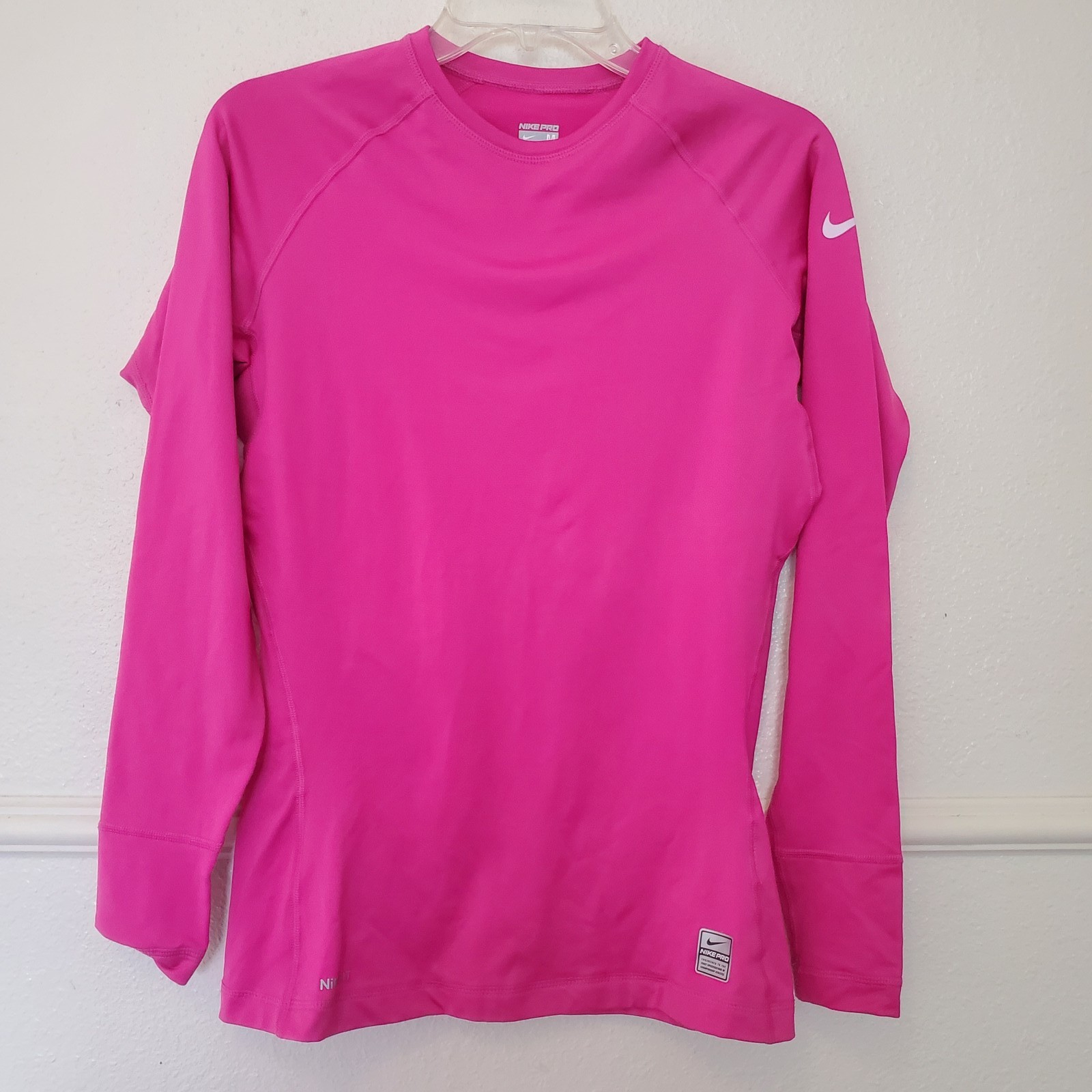 Nike Pro Women's Medium M Long Sleeve Compression Base Layer Shirt Hot Pink