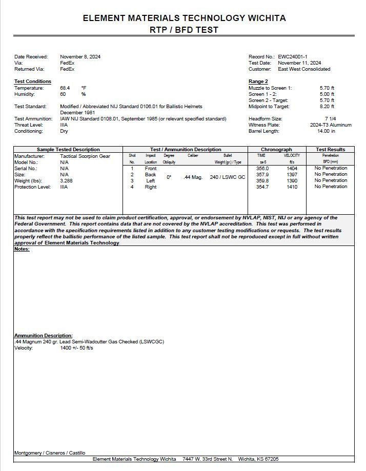 Tactical Scorpion Gear PASGT Level IIIA UHMWPE Ballistic Helmet - Color Choices