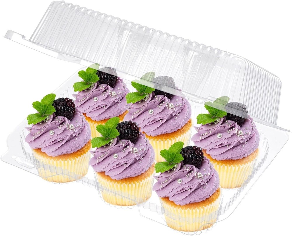 Stackable Cupcake Holder – 50 Pack Clear PET Containers for Safe Party Transport