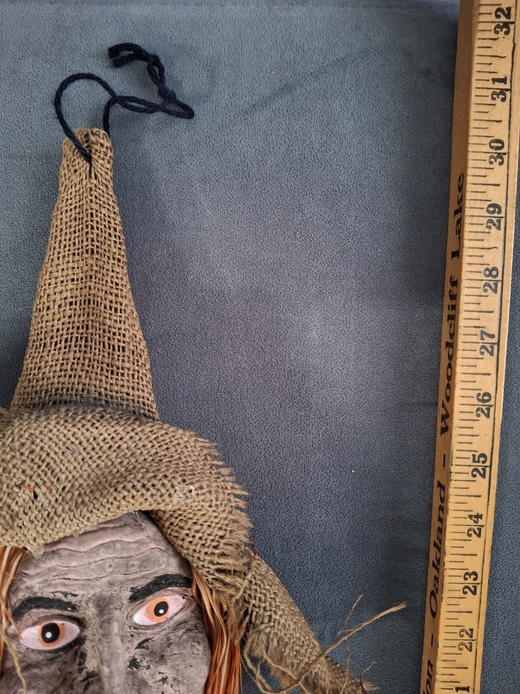 Handmade Rustic Burlap kitchen Witch Wall Decor Halloween 30 Inch