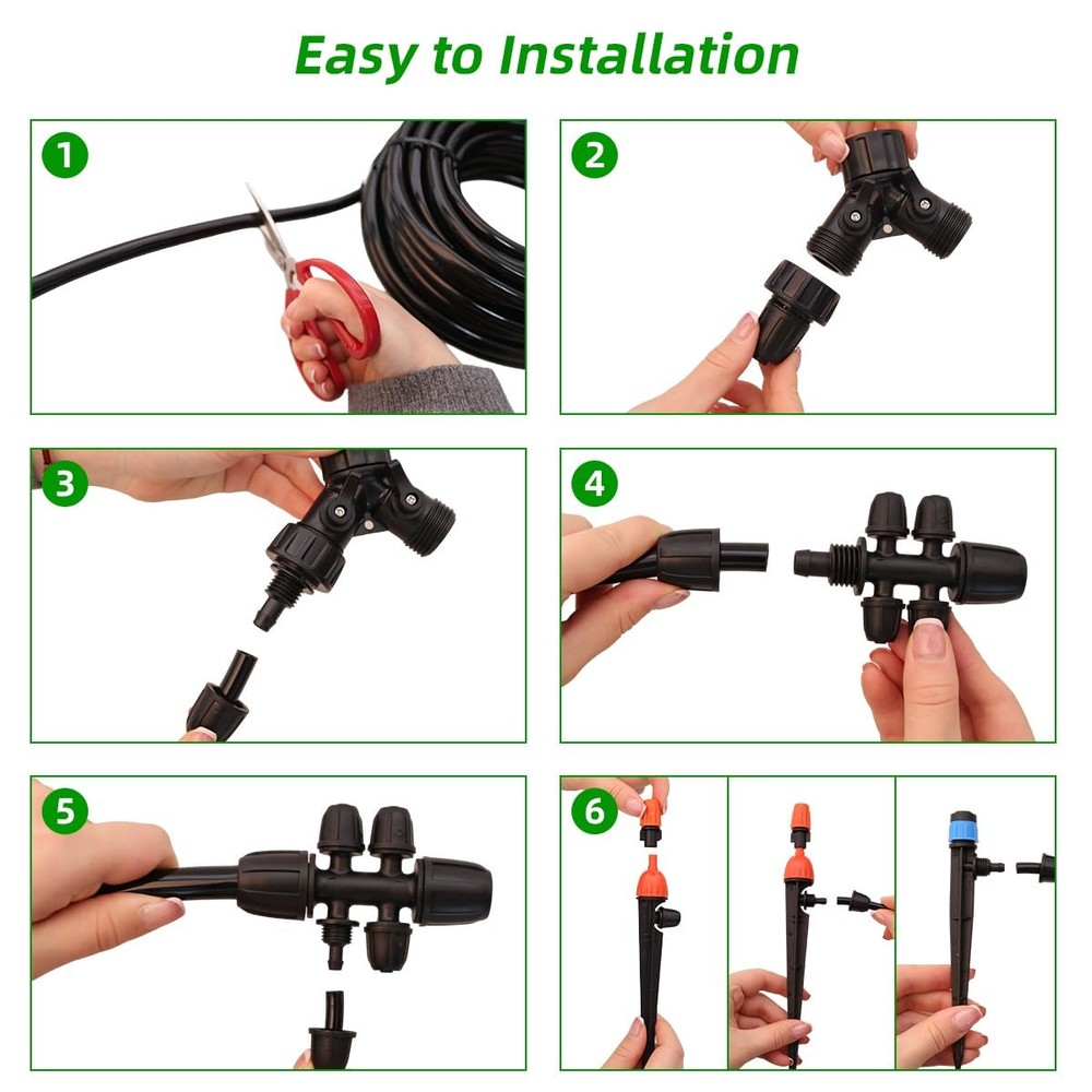 Yardeen Micro Drip Irrigation Kit, Automatic Garden Watering Misting System 8/12
