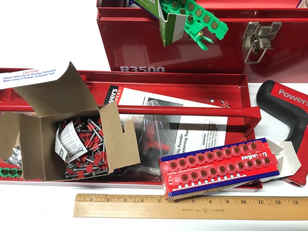 Powers Fasteners R3500 Powder Driven Actuated Fastener Tool with Case & Extras