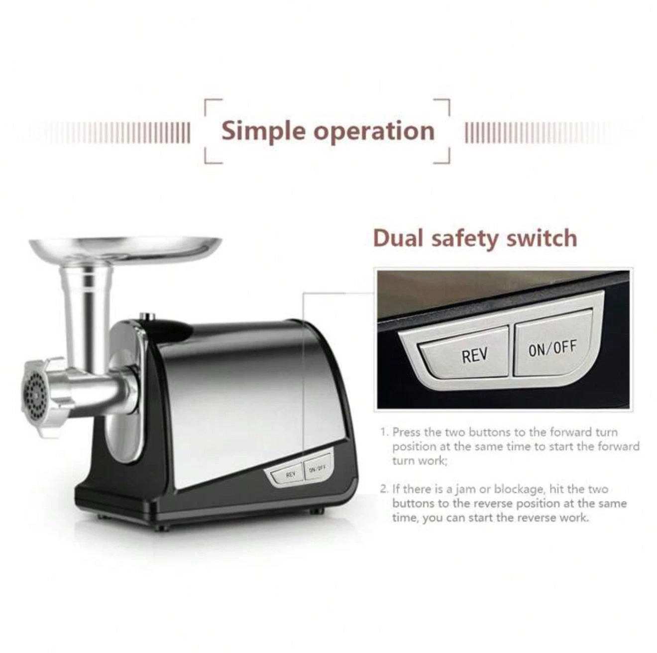 Meat Grinder Electric Heavy Duty Stainless Steel Meat Mincer &3 Grinding Plates