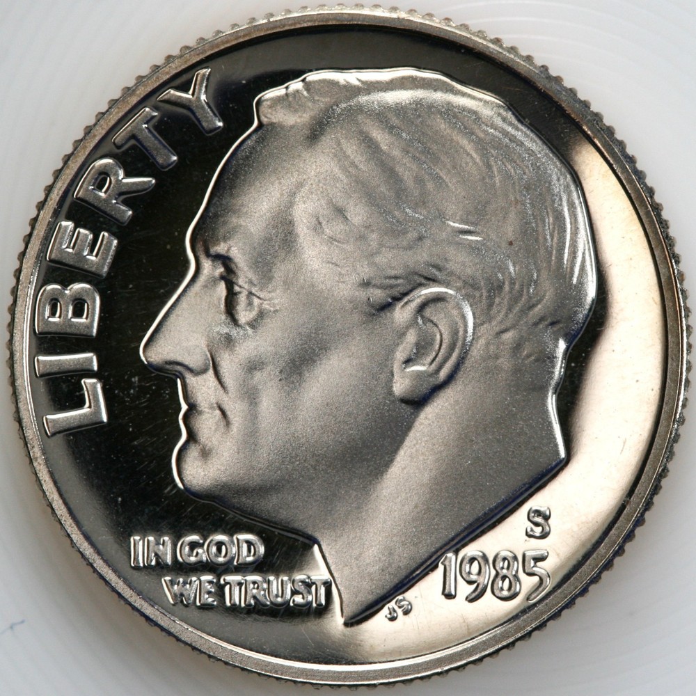 1985 S Gem DCam Proof Roosevelt Dime CN-Clad