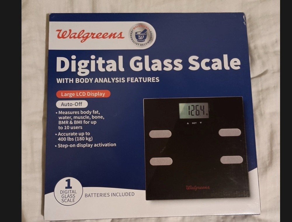 Walgreens Digital Glass Scale With Body Analysis Features, Black