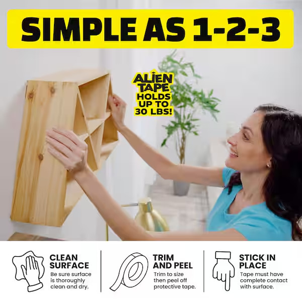 Alien Tape 10 ft. Multi-Surface Tape Reusable Double Sided , 3-Pack