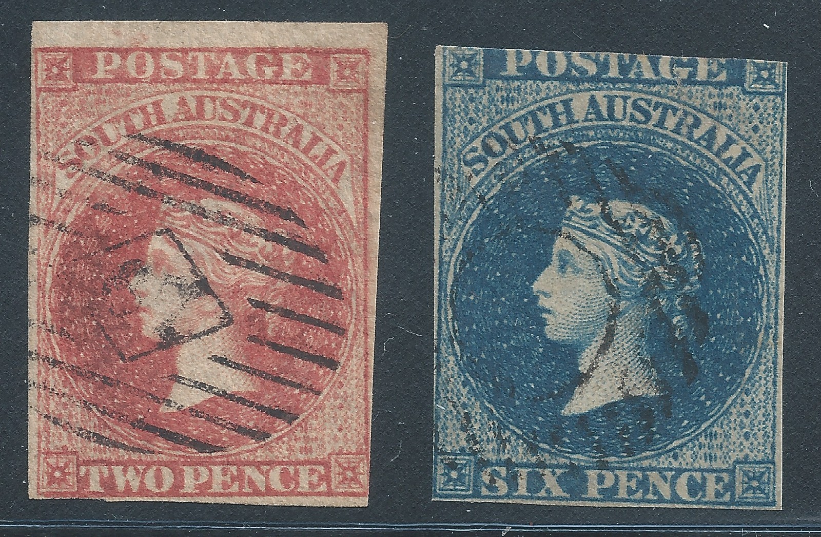 1855 South Australia #2 and #3 Used  CV $270