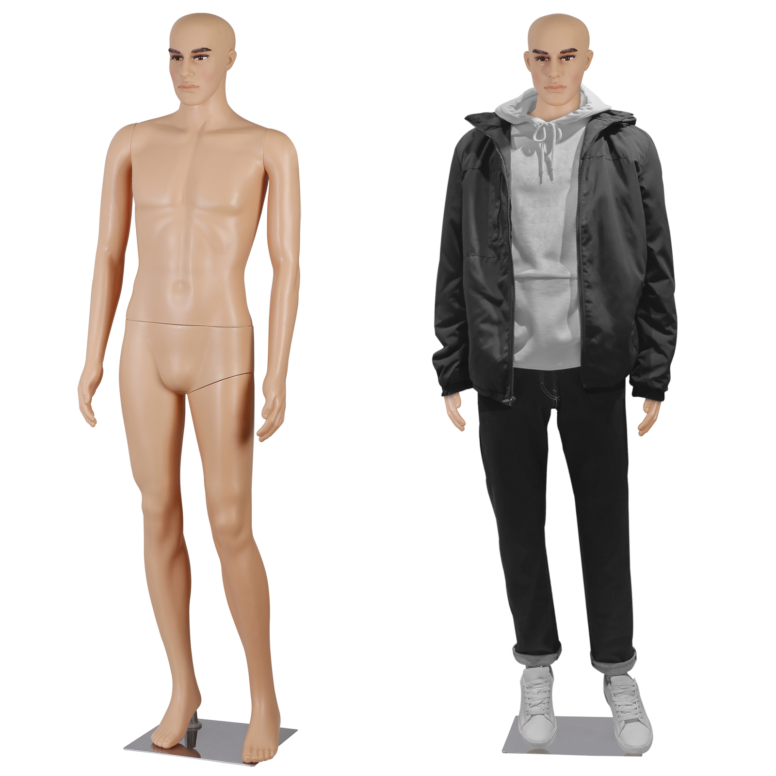 Male Mannequin Full Body 72 Inch Dress Form with Adjustable Head & Metal Base