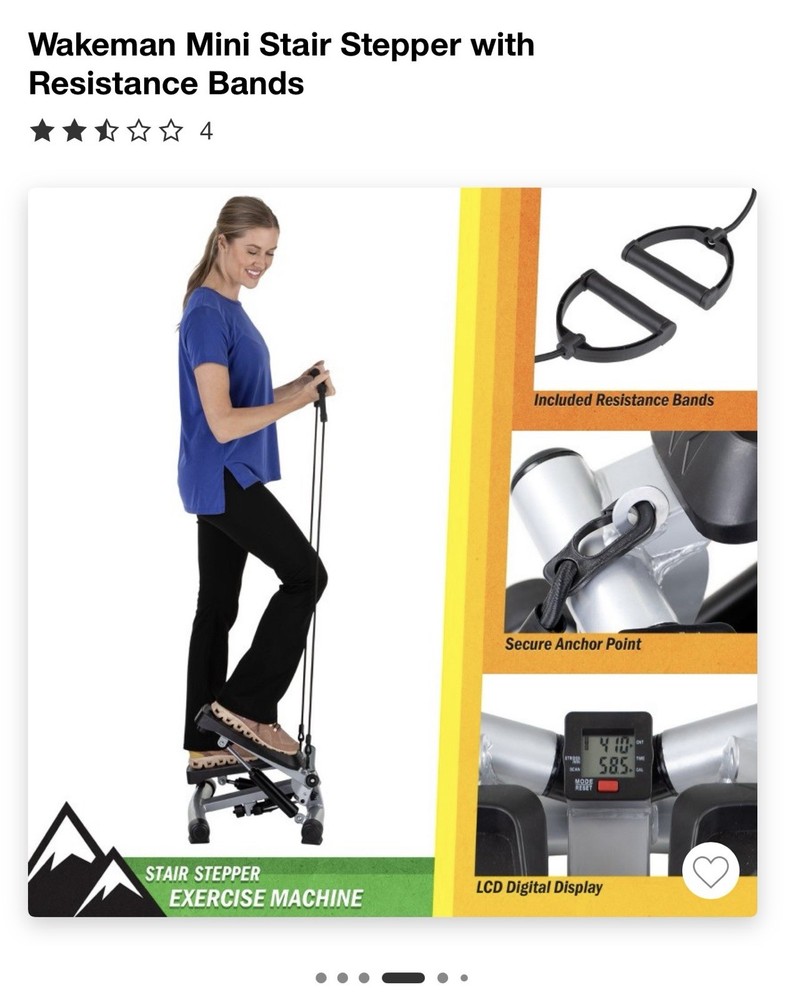 Wakeman Mini Stair Stepper With resistance Bands