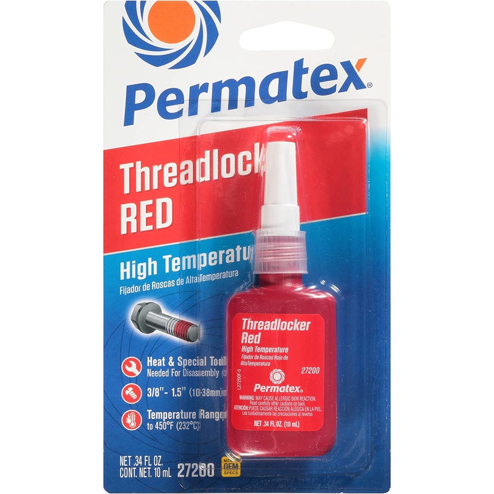 Permatex Thread Locker 27200 High Temperature Red 0.34oz Squeeze Bottle