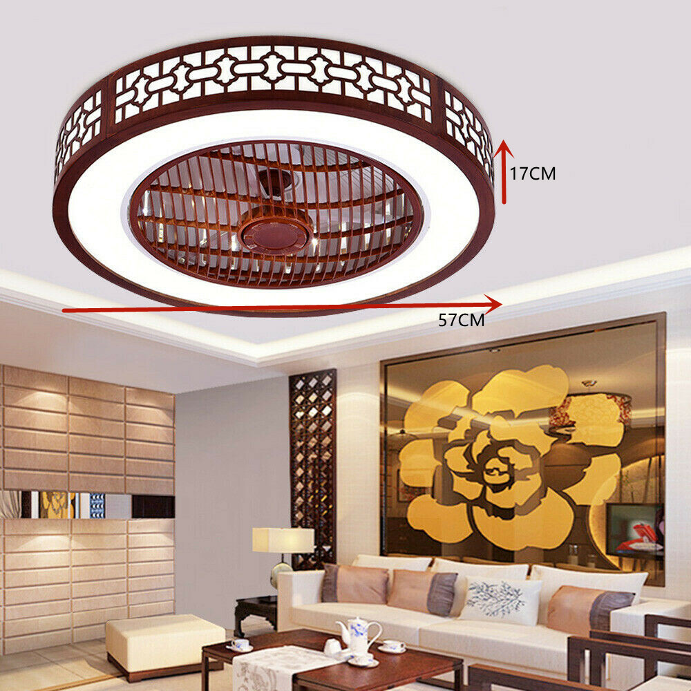 Modern LED Ceiling Fan Light Flush Mount Chandelier Lamp W/ Remote Control