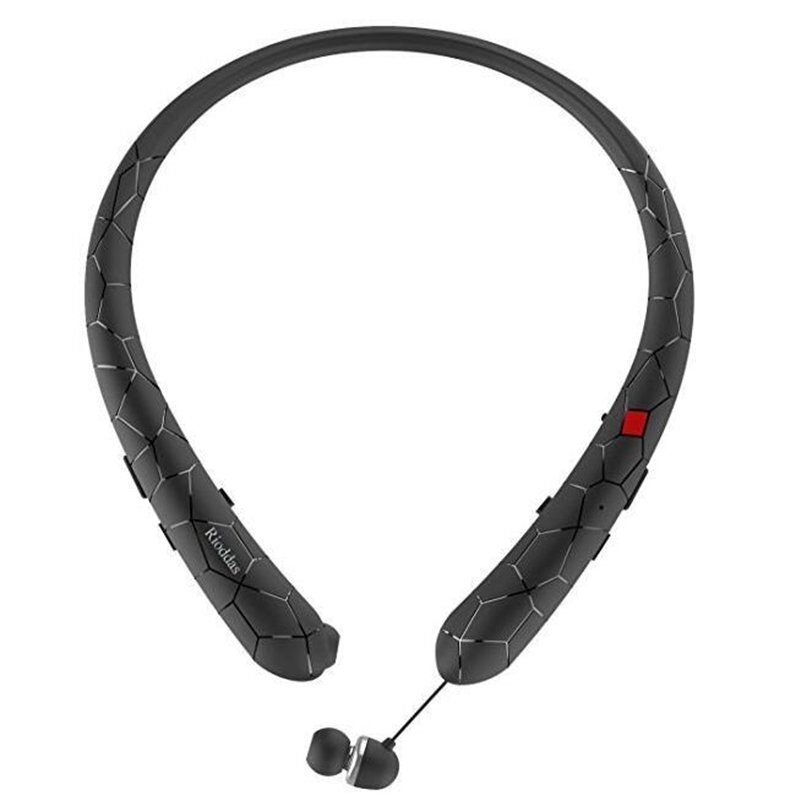 Sweatproof Retractable Headset Wireless Headphone Bluetooth Earbuds Neckband Mic